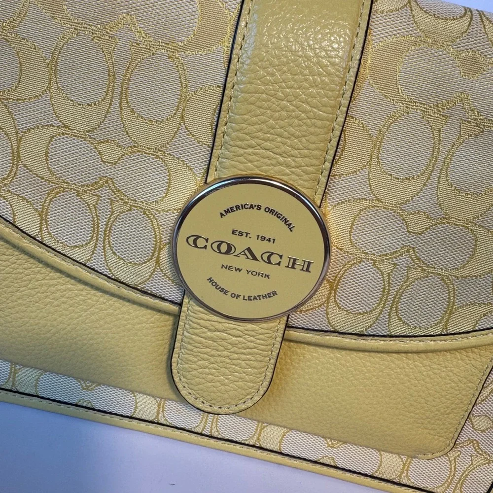Coach Lonnie Crossbody Bag‎ In Signature Jacquard Gold/Retro Yellow C8307